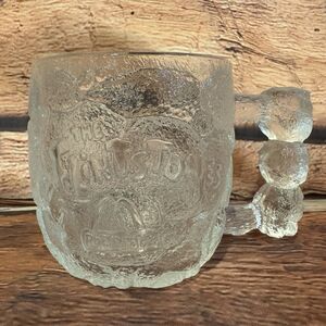 Vintage 1993 McDonalds Flintstones Rocky Road RocDonald's Frosted Glass Mug Cup